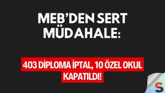 MEB’den Sert Müdahale: 403 Diploma İptal, 10 Özel Okul Kapatıldı!